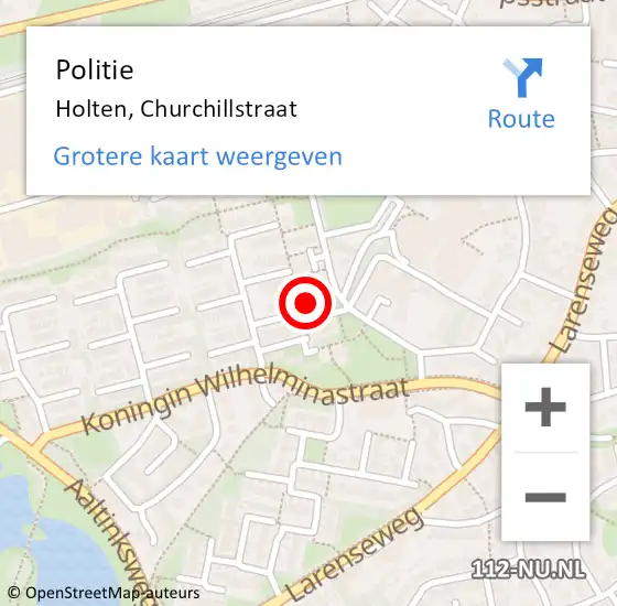 Locatie op kaart van de 112 melding: Politie Holten, Churchillstraat op 17 januari 2023 08:55