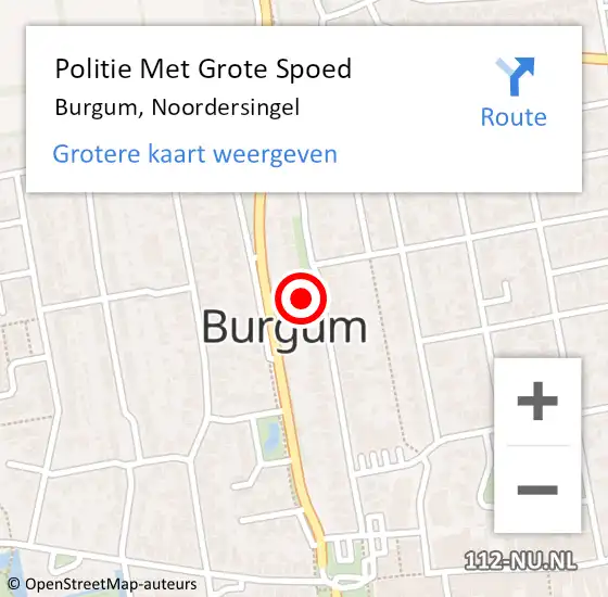 Locatie op kaart van de 112 melding: Politie Met Grote Spoed Naar Burgum, Noordersingel op 17 januari 2023 09:05