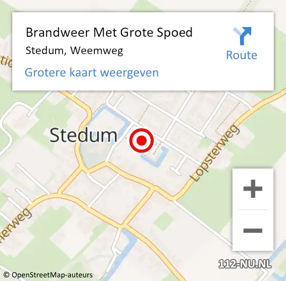 Locatie op kaart van de 112 melding: Brandweer Met Grote Spoed Naar Stedum, Weemweg op 17 januari 2023 09:14