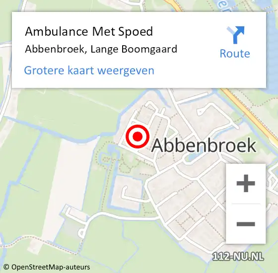 Locatie op kaart van de 112 melding: Ambulance Met Spoed Naar Abbenbroek, Lange Boomgaard op 17 januari 2023 09:43