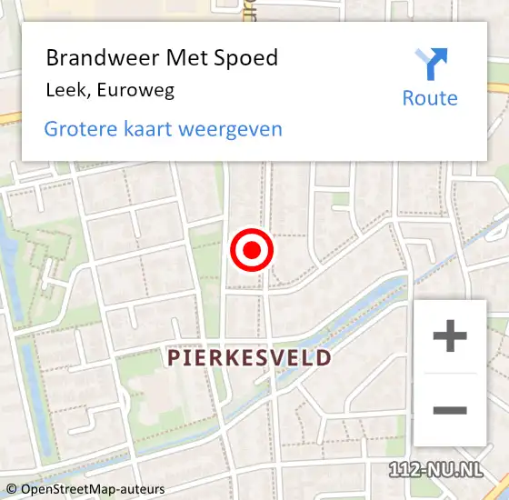 Locatie op kaart van de 112 melding: Brandweer Met Spoed Naar Leek, Euroweg op 17 januari 2023 09:43