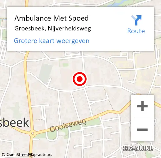 Locatie op kaart van de 112 melding: Ambulance Met Spoed Naar Groesbeek, Nijverheidsweg op 17 januari 2023 09:44