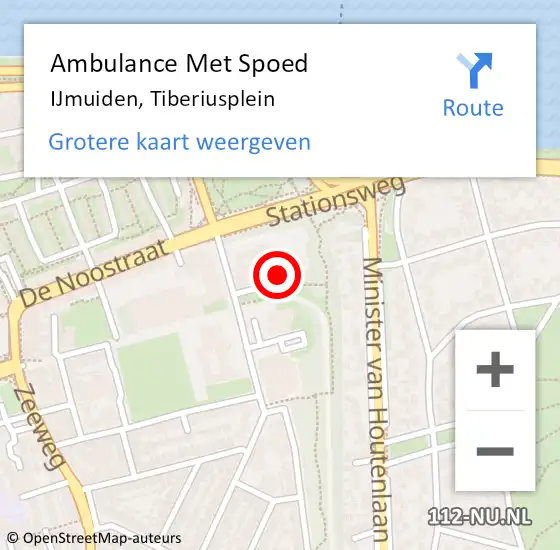 Locatie op kaart van de 112 melding: Ambulance Met Spoed Naar IJmuiden, Tiberiusplein op 17 januari 2023 10:06