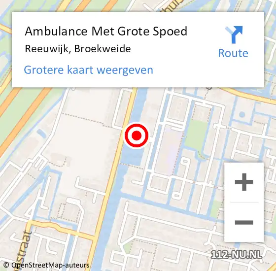 Locatie op kaart van de 112 melding: Ambulance Met Grote Spoed Naar Reeuwijk, Broekweide op 17 januari 2023 10:09