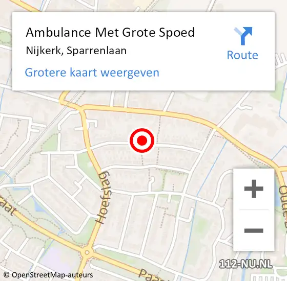 Locatie op kaart van de 112 melding: Ambulance Met Grote Spoed Naar Nijkerk, Sparrenlaan op 17 januari 2023 10:13