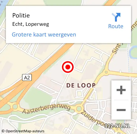 Locatie op kaart van de 112 melding: Politie Echt, Loperweg op 17 januari 2023 10:22