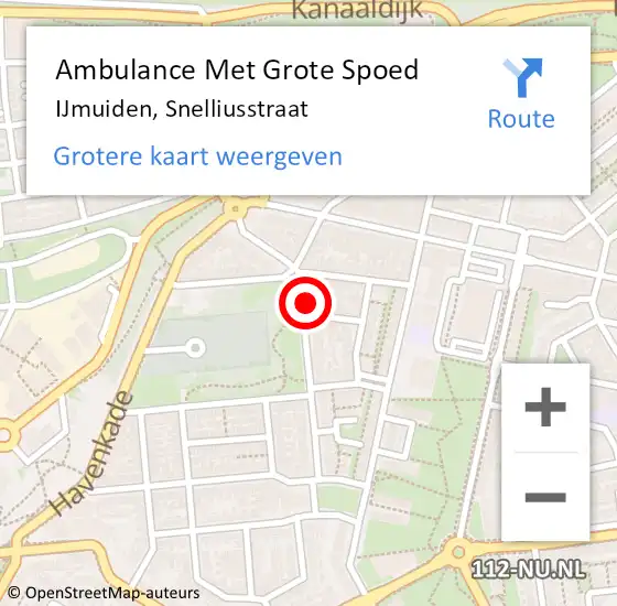 Locatie op kaart van de 112 melding: Ambulance Met Grote Spoed Naar IJmuiden, Snelliusstraat op 17 januari 2023 10:31