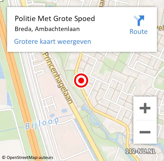 Locatie op kaart van de 112 melding: Politie Met Grote Spoed Naar Breda, Ambachtenlaan op 17 januari 2023 10:39