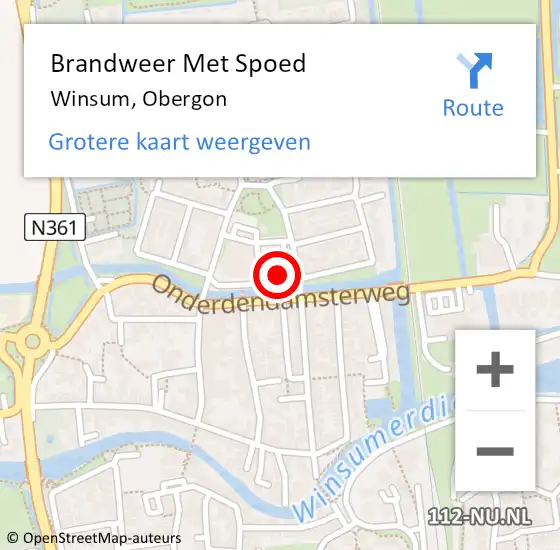 Locatie op kaart van de 112 melding: Brandweer Met Spoed Naar Winsum, Obergon op 17 januari 2023 10:41