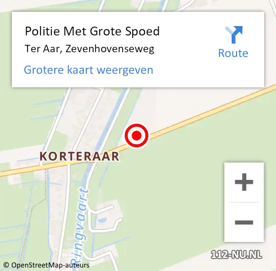 Locatie op kaart van de 112 melding: Politie Met Grote Spoed Naar Ter Aar, Zevenhovenseweg op 17 januari 2023 10:58