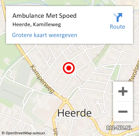 Locatie op kaart van de 112 melding: Ambulance Met Spoed Naar Heerde, Kamilleweg op 12 augustus 2014 13:25