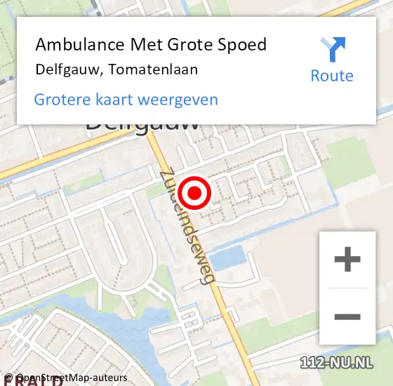 Locatie op kaart van de 112 melding: Ambulance Met Grote Spoed Naar Delfgauw, Tomatenlaan op 17 januari 2023 10:59