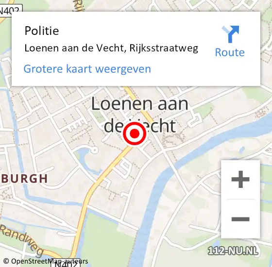 Locatie op kaart van de 112 melding: Politie Loenen aan de Vecht, Rijksstraatweg op 17 januari 2023 11:01