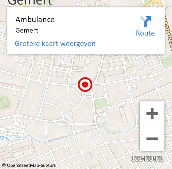 Locatie op kaart van de 112 melding: Ambulance Gemert op 17 januari 2023 11:08