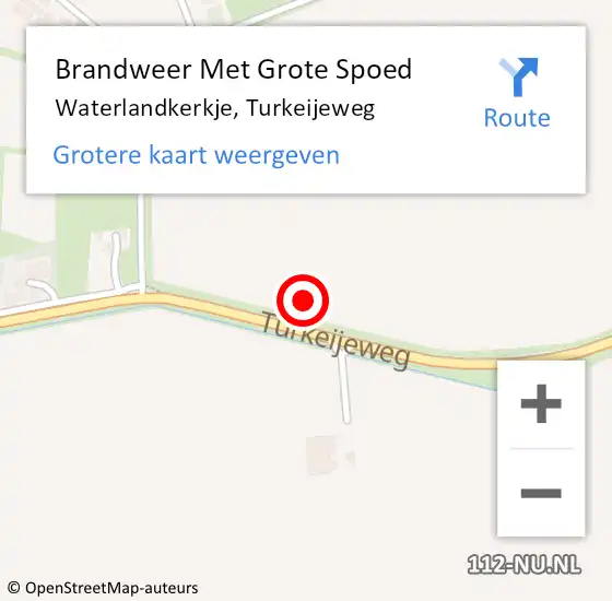 Locatie op kaart van de 112 melding: Brandweer Met Grote Spoed Naar Waterlandkerkje, Turkeijeweg op 17 januari 2023 11:08