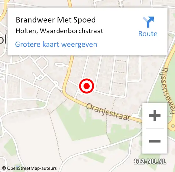 Locatie op kaart van de 112 melding: Brandweer Met Spoed Naar Holten, Waardenborchstraat op 17 januari 2023 11:12