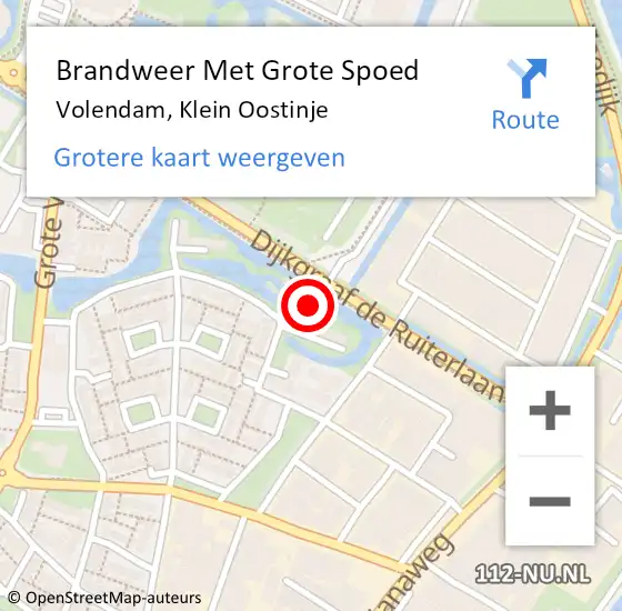 Locatie op kaart van de 112 melding: Brandweer Met Grote Spoed Naar Volendam, Klein Oostinje op 12 augustus 2014 13:30