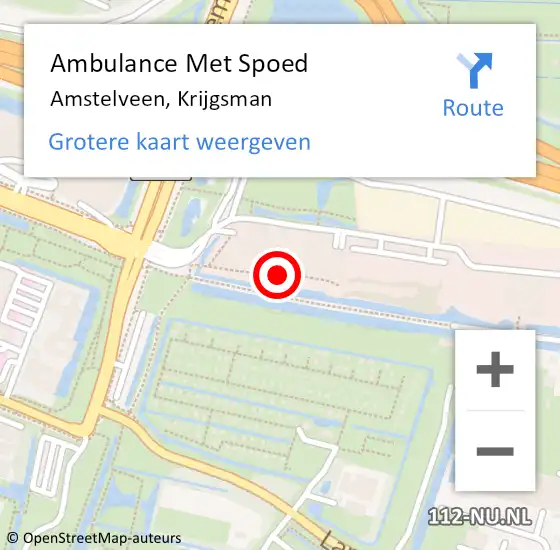 Locatie op kaart van de 112 melding: Ambulance Met Spoed Naar Amstelveen, Krijgsman op 17 januari 2023 11:27