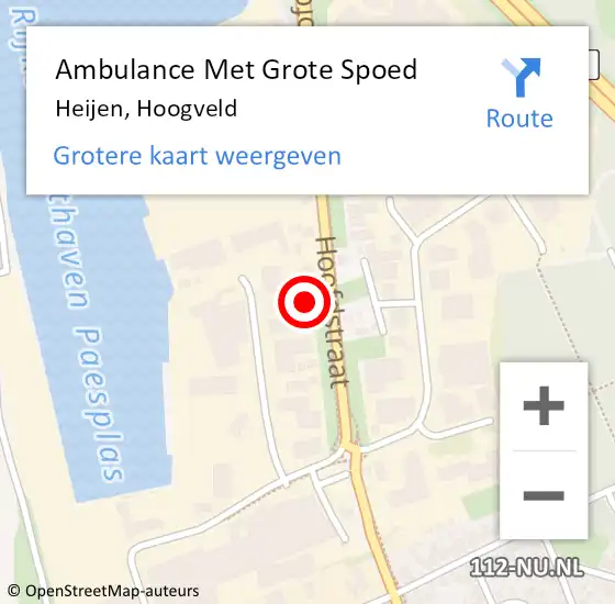 Locatie op kaart van de 112 melding: Ambulance Met Grote Spoed Naar Heijen, Hoogveld op 17 januari 2023 11:37