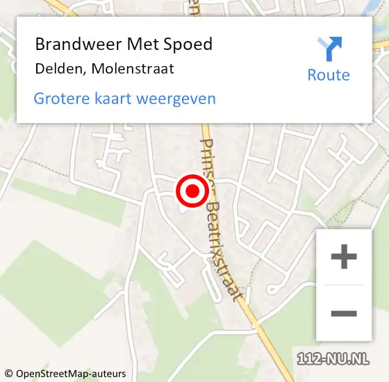 Locatie op kaart van de 112 melding: Brandweer Met Spoed Naar Delden, Molenstraat op 17 januari 2023 11:39