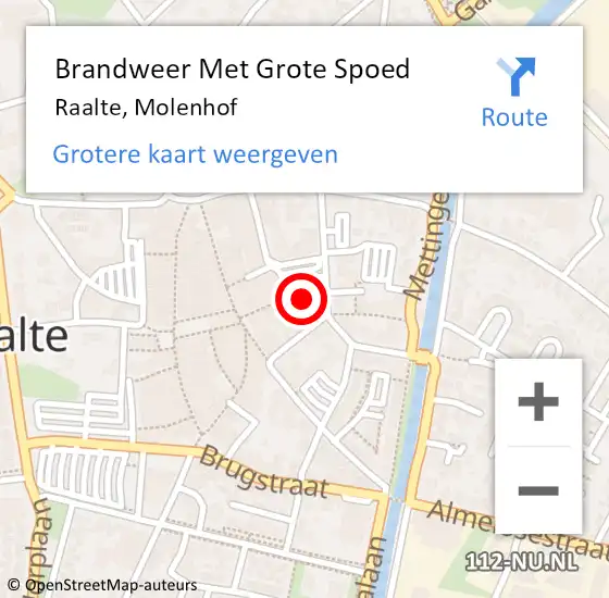 Locatie op kaart van de 112 melding: Brandweer Met Grote Spoed Naar Raalte, Molenhof op 17 januari 2023 11:47