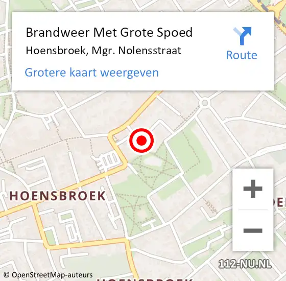 Locatie op kaart van de 112 melding: Brandweer Met Grote Spoed Naar Hoensbroek, Mgr. Nolensstraat op 17 januari 2023 12:26