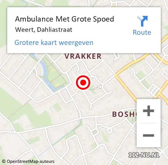 Locatie op kaart van de 112 melding: Ambulance Met Grote Spoed Naar Weert, Dahliastraat op 17 januari 2023 12:31