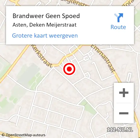 Locatie op kaart van de 112 melding: Brandweer Geen Spoed Naar Asten, Deken Meijerstraat op 17 januari 2023 12:34