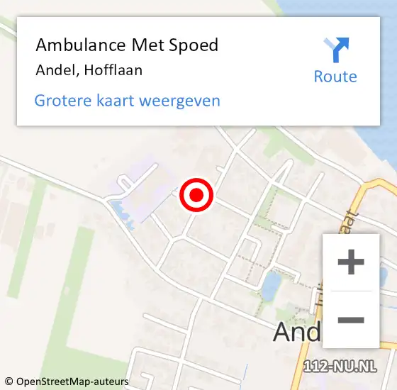 Locatie op kaart van de 112 melding: Ambulance Met Spoed Naar Andel, Hofflaan op 17 januari 2023 12:40