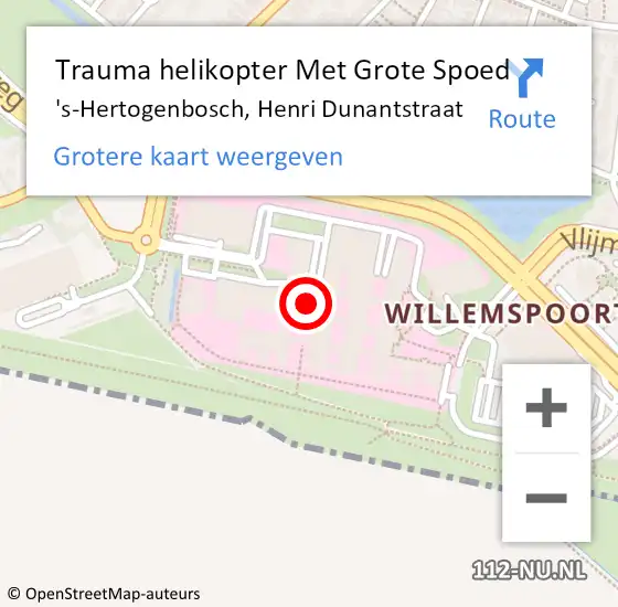 Locatie op kaart van de 112 melding: Trauma helikopter Met Grote Spoed Naar 's-Hertogenbosch, Henri Dunantstraat op 17 januari 2023 12:45