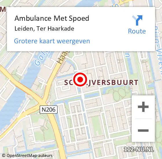 Locatie op kaart van de 112 melding: Ambulance Met Spoed Naar Leiden, Ter Haarkade op 17 januari 2023 12:54