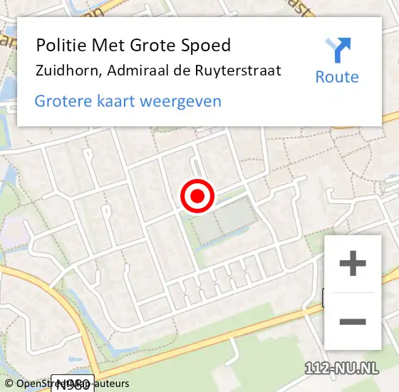 Locatie op kaart van de 112 melding: Politie Met Grote Spoed Naar Zuidhorn, Admiraal de Ruyterstraat op 17 januari 2023 13:11