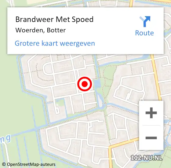 Locatie op kaart van de 112 melding: Brandweer Met Spoed Naar Woerden, Botter op 17 januari 2023 13:21