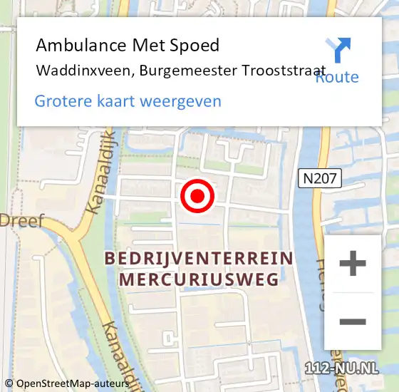 Locatie op kaart van de 112 melding: Ambulance Met Spoed Naar Waddinxveen, Burgemeester Trooststraat op 17 januari 2023 13:31