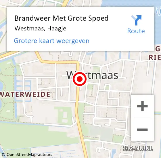 Locatie op kaart van de 112 melding: Brandweer Met Grote Spoed Naar Westmaas, Haagje op 17 januari 2023 13:39