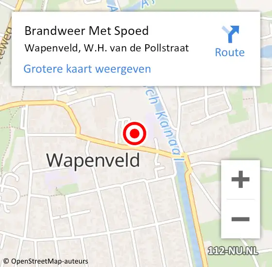 Locatie op kaart van de 112 melding: Brandweer Met Spoed Naar Wapenveld, W.H. van de Pollstraat op 12 augustus 2014 13:47