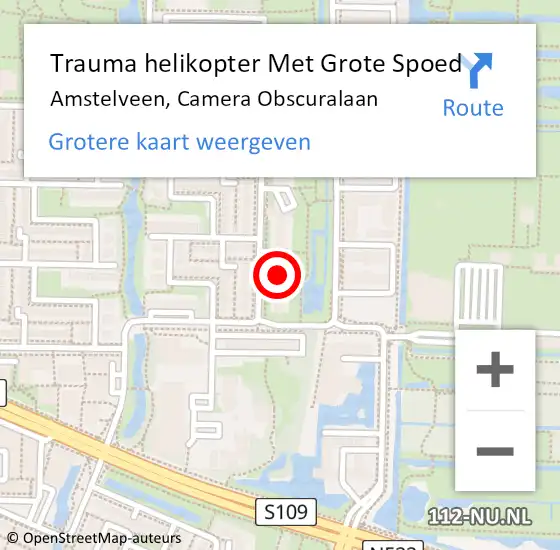 Locatie op kaart van de 112 melding: Trauma helikopter Met Grote Spoed Naar Amstelveen, Camera Obscuralaan op 17 januari 2023 13:58