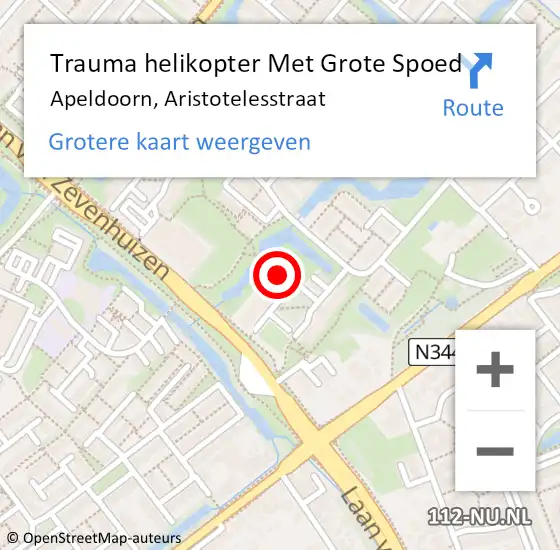 Locatie op kaart van de 112 melding: Trauma helikopter Met Grote Spoed Naar Apeldoorn, Aristotelesstraat op 17 januari 2023 14:01