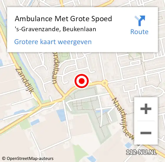 Locatie op kaart van de 112 melding: Ambulance Met Grote Spoed Naar 's-Gravenzande, Beukenlaan op 17 januari 2023 14:01
