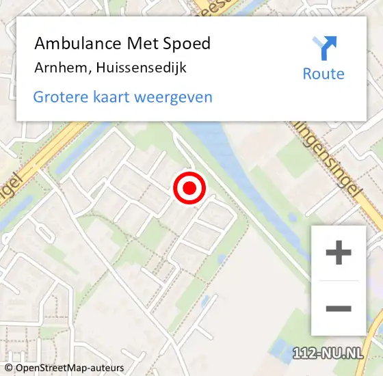 Locatie op kaart van de 112 melding: Ambulance Met Spoed Naar Arnhem, Huissensedijk op 17 januari 2023 14:06