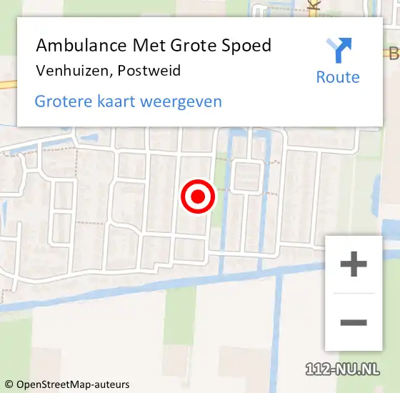 Locatie op kaart van de 112 melding: Ambulance Met Grote Spoed Naar Venhuizen, Postweid op 17 januari 2023 14:35