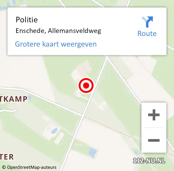 Locatie op kaart van de 112 melding: Politie Enschede, Allemansveldweg op 17 januari 2023 14:40