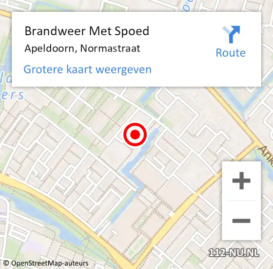 Locatie op kaart van de 112 melding: Brandweer Met Spoed Naar Apeldoorn, Normastraat op 17 januari 2023 14:45