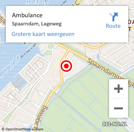 Locatie op kaart van de 112 melding: Ambulance Spaarndam, Lageweg op 17 januari 2023 14:52