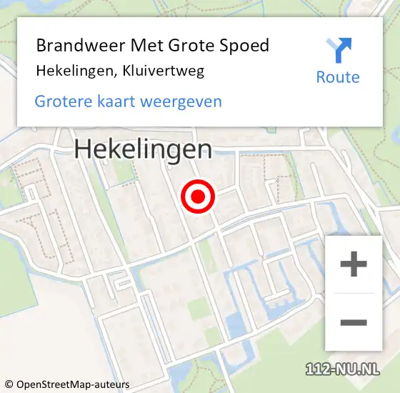 Locatie op kaart van de 112 melding: Brandweer Met Grote Spoed Naar Hekelingen, Kluivertweg op 17 januari 2023 15:12