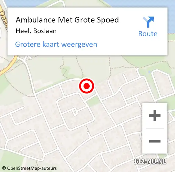 Locatie op kaart van de 112 melding: Ambulance Met Grote Spoed Naar Heel, Boslaan op 17 januari 2023 15:13