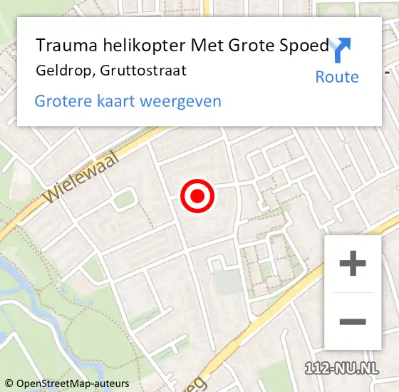 Locatie op kaart van de 112 melding: Trauma helikopter Met Grote Spoed Naar Geldrop, Gruttostraat op 17 januari 2023 15:16