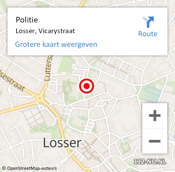 Locatie op kaart van de 112 melding: Politie Losser, Vicarystraat op 17 januari 2023 15:17
