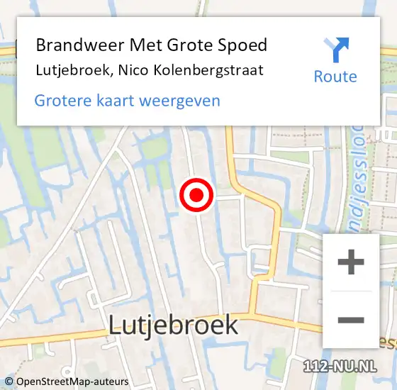 Locatie op kaart van de 112 melding: Brandweer Met Grote Spoed Naar Lutjebroek, Nico Kolenbergstraat op 17 januari 2023 15:17