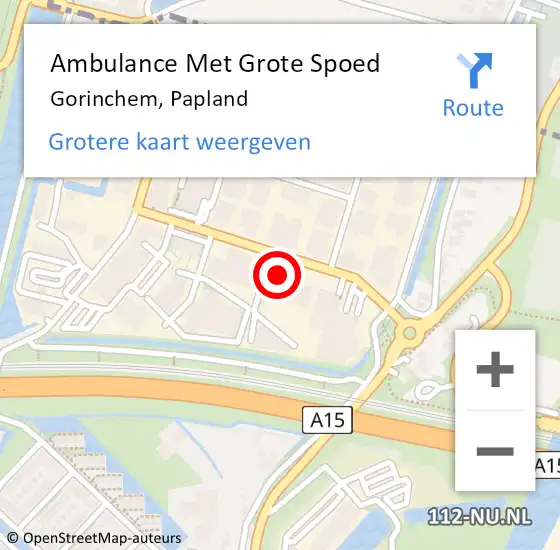 Locatie op kaart van de 112 melding: Ambulance Met Grote Spoed Naar Gorinchem, Papland op 17 januari 2023 15:40